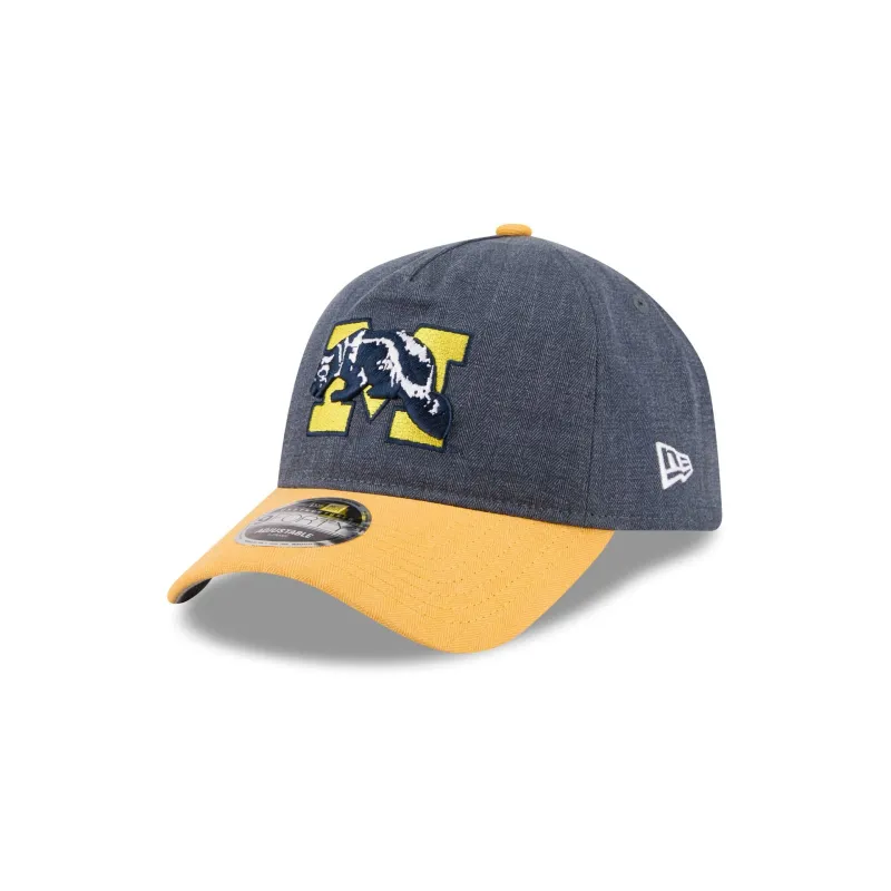 Michigan Wolverines Herringbone Team Colors 9FORTY A-Frame Adjustable Hat made by New Era