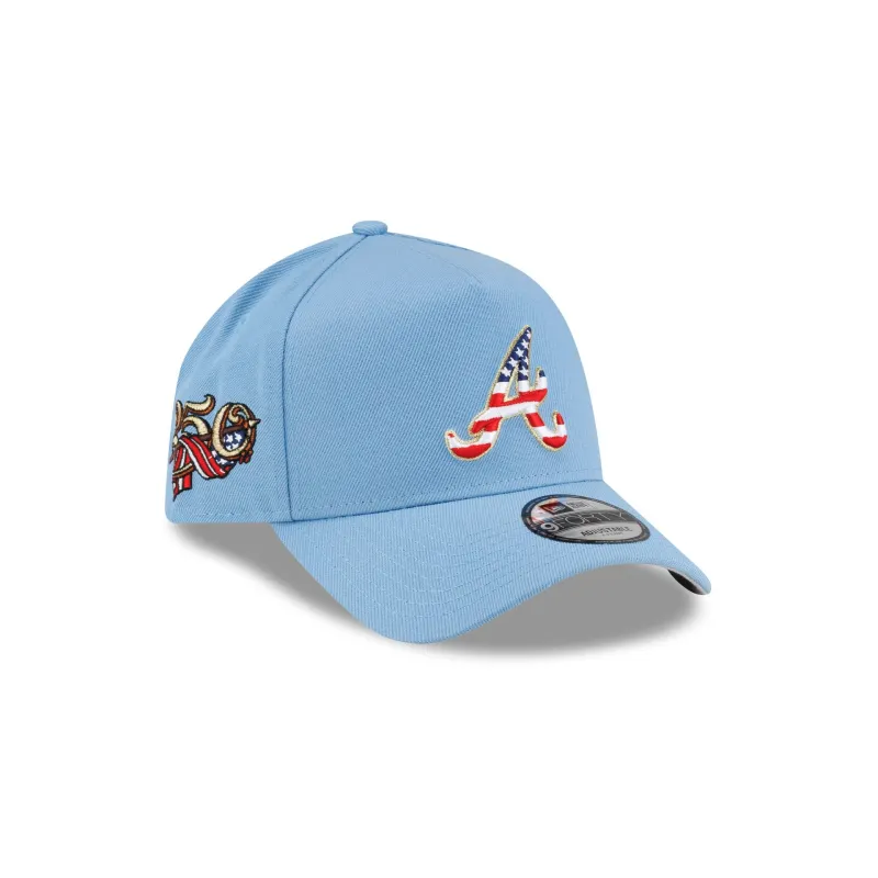Atlanta Braves Red, White & Blue 9FORTY A-Frame Snapback Hat made by New Era