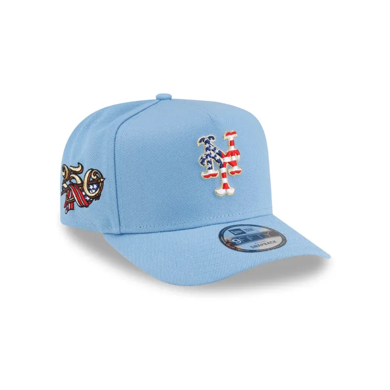 New York Mets Red, White & Blue 9FIFTY A-Frame Snapback Hat made by New Era