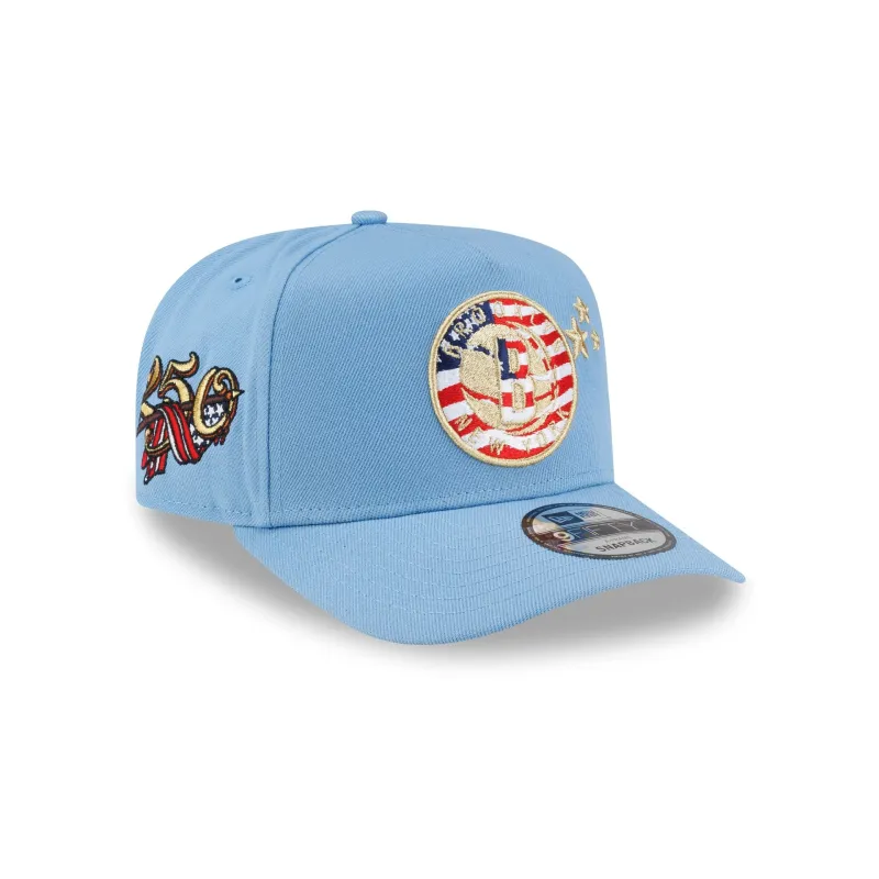 Brooklyn Nets Red, White & Blue 9FIFTY A-Frame Snapback Hat made by New Era