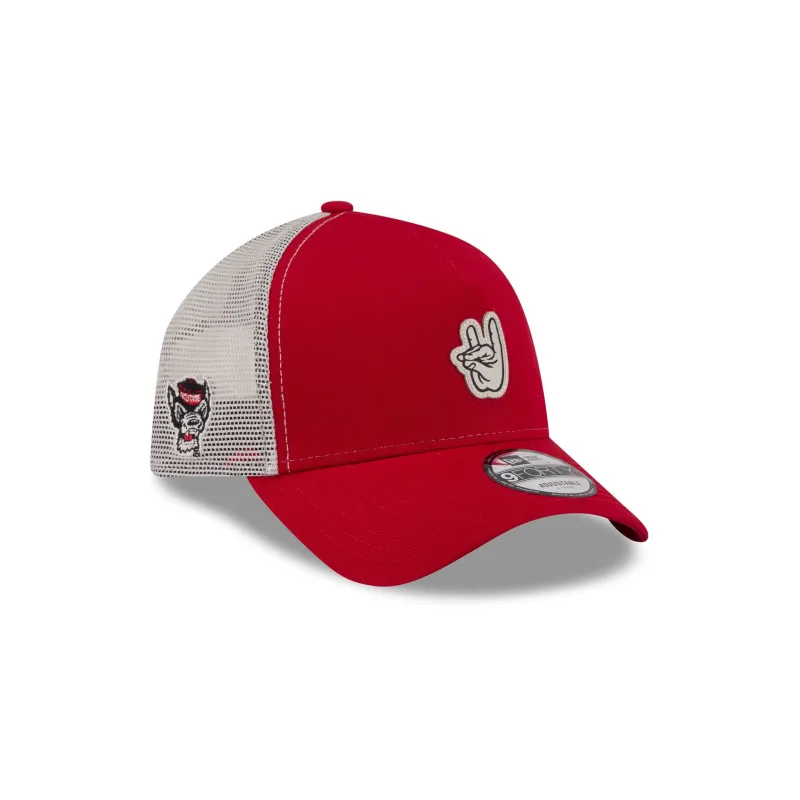 NC State Wolfpack Hand Signs 9FORTY A-Frame Trucker Hat made by New Era