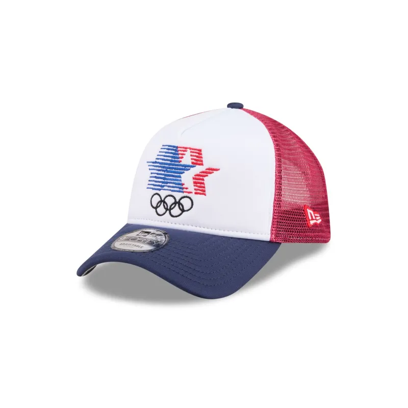 Olympic Heritage Los Angeles 1984 Olympic Games 9FORTY A-Frame Trucker Hat made by New Era
