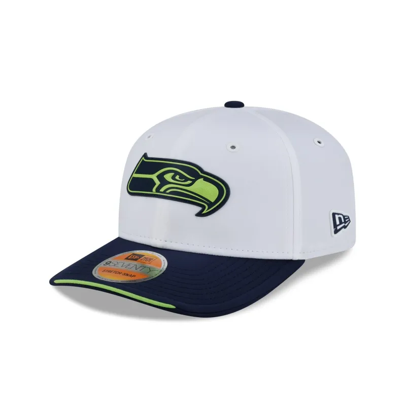 Seattle Seahawks 2026 Sideline White 9SEVENTY Stretch-Snap Hat made by New Era