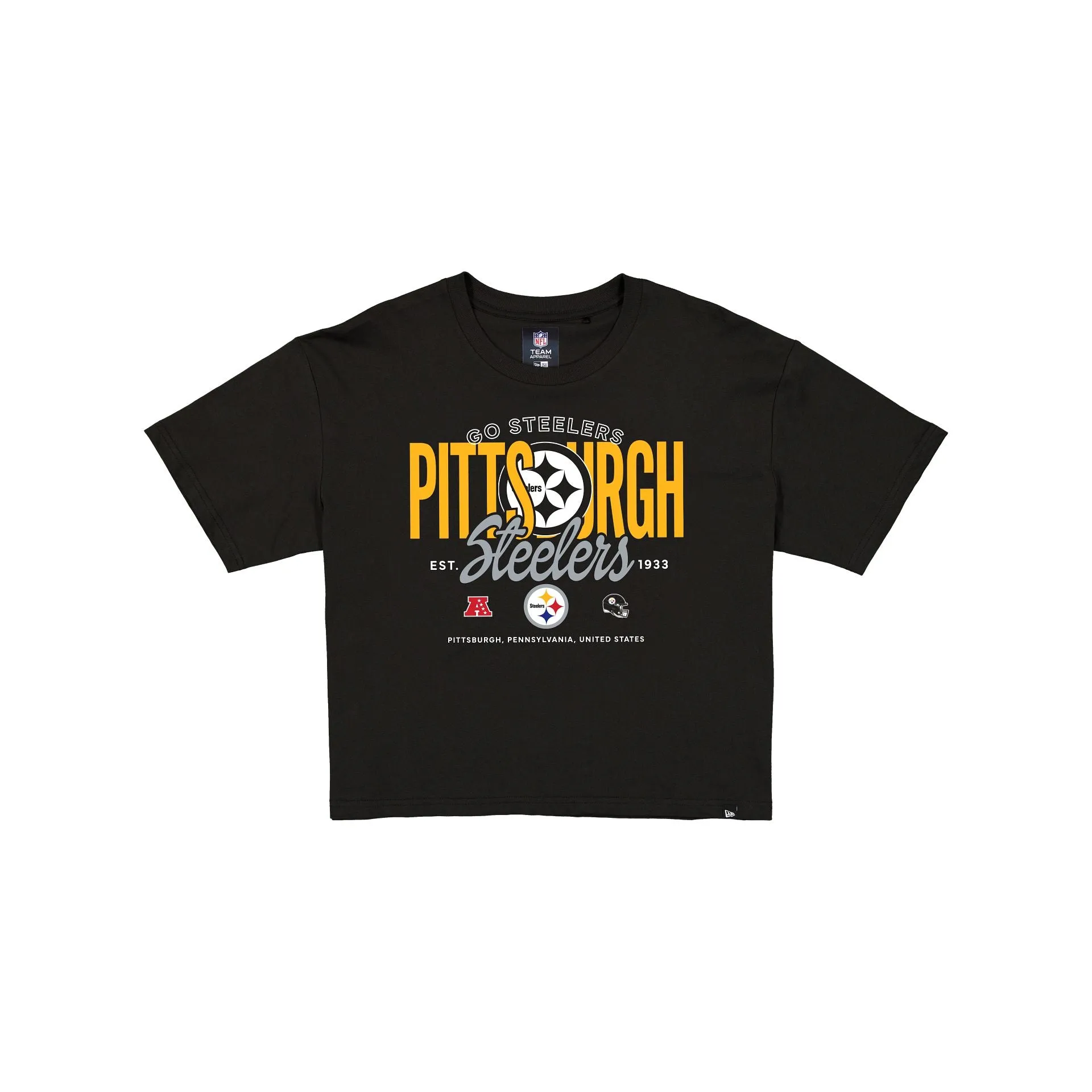 Pittsburgh Steelers 2026 Functional Fandom Women's Black Cropped T-Shirt sold by New Era