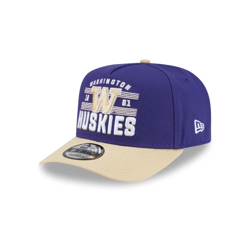 Washington Huskies College Stripe 9FIFTY A-Frame Snapback Hat made by New Era