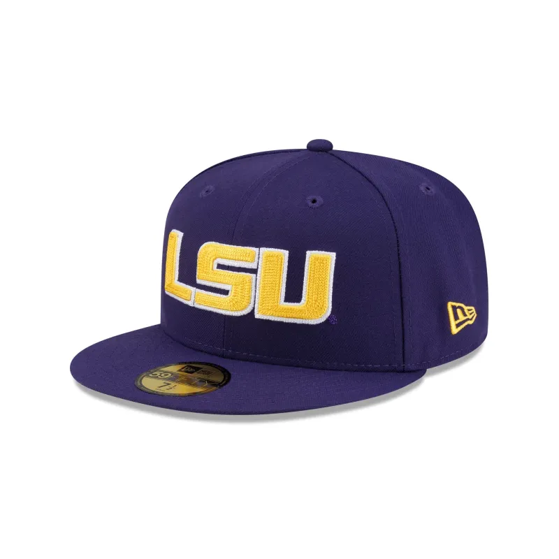LSU Tigers Chainstitch Logo 59FIFTY Fitted Hat made by New Era