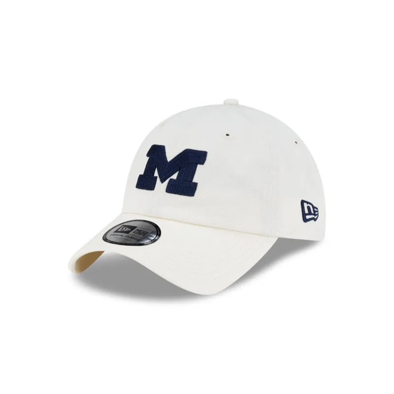 Michigan Wolverines Chainstitch Logo Chrome Casual Classic Adjustable Hat made by New Era