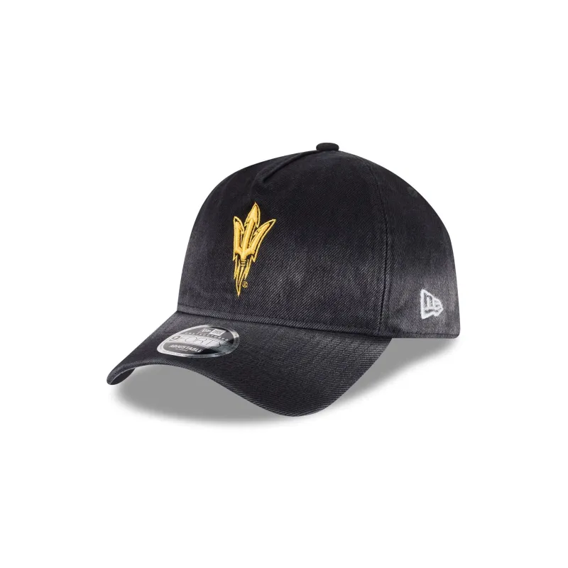 Arizona State Sun Devils Washed Black Denim 9FORTY A-Frame Unstructured Snapback Hat made by New Era
