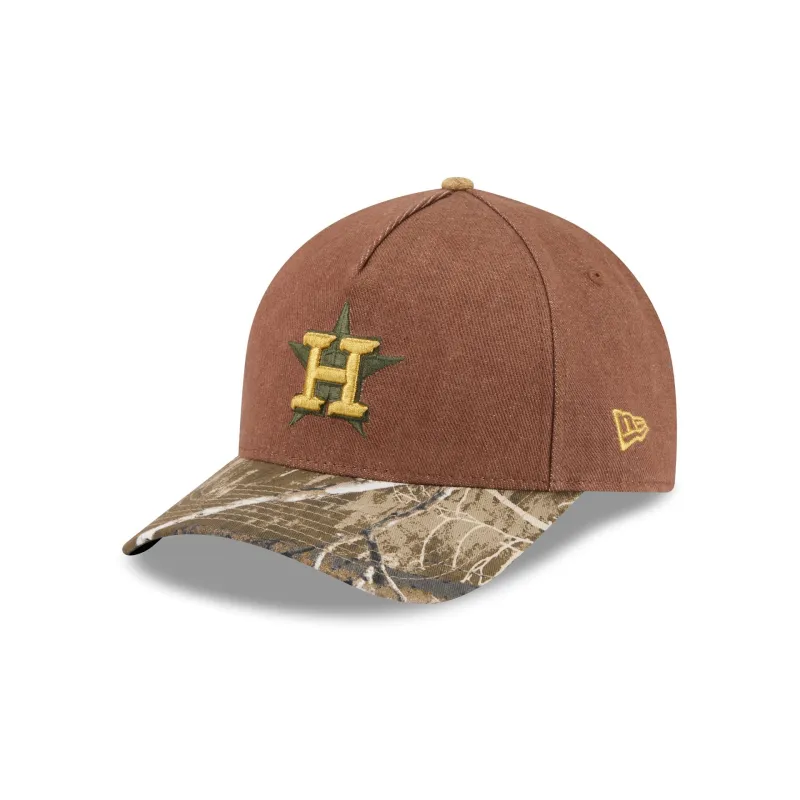 Houston Astros Camo Twill 9FORTY M-Crown A-Frame Snapback Hat made by New Era