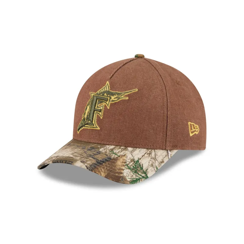 Miami Marlins Camo Twill 9FORTY M-Crown A-Frame Snapback Hat made by New Era