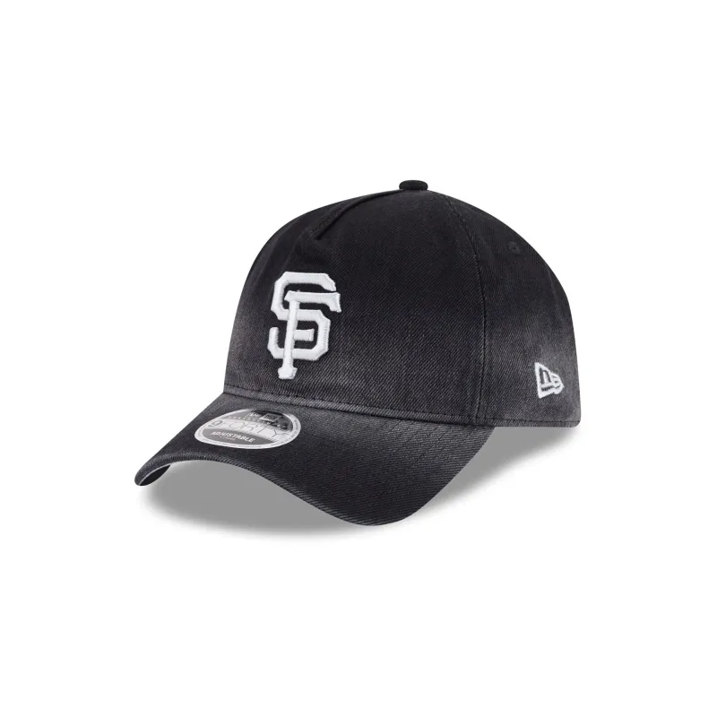 San Francisco Giants Washed Black Denim 9FORTY A-Frame Unstructured Snapback Hat made by New Era