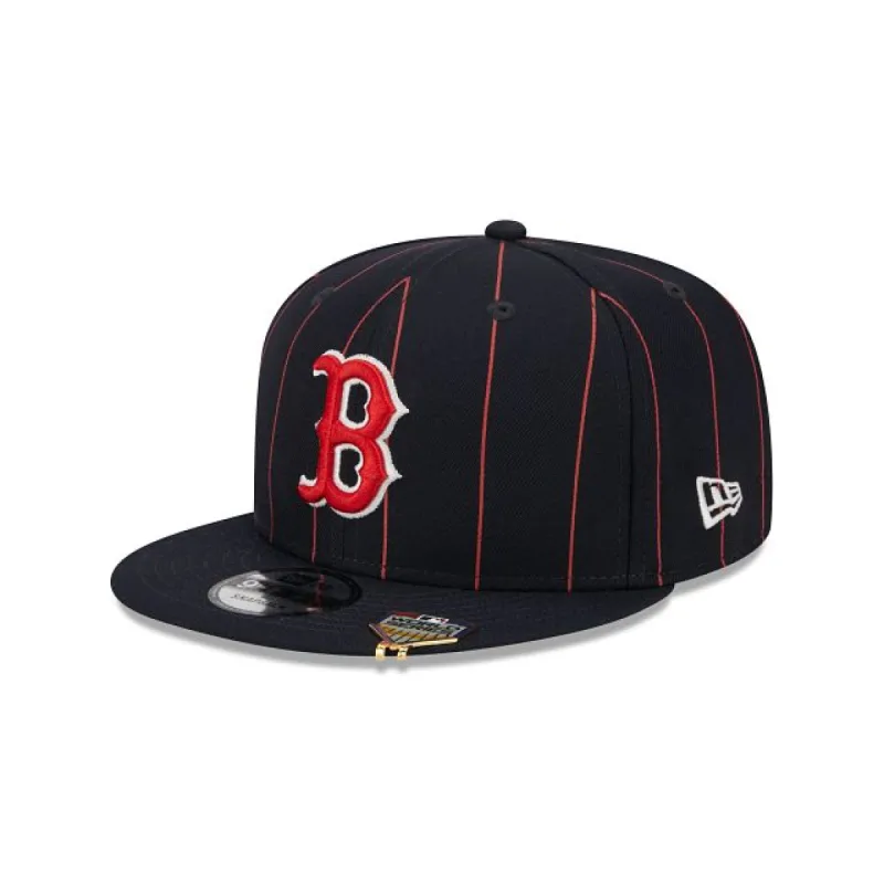Boston Red Sox Pinstripe Visor Clip 9FIFTY Snapback Hat sold by New Era