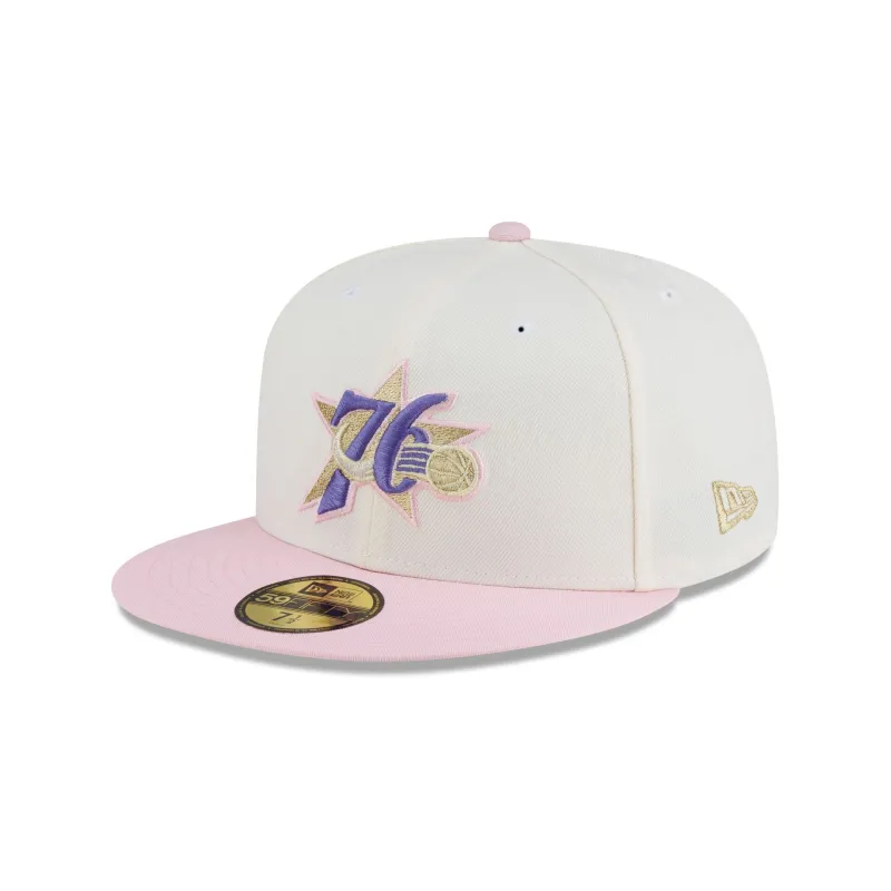 Just Caps Chrome Pink Philadelphia 76ers 59FIFTY Fitted Hat made by New Era