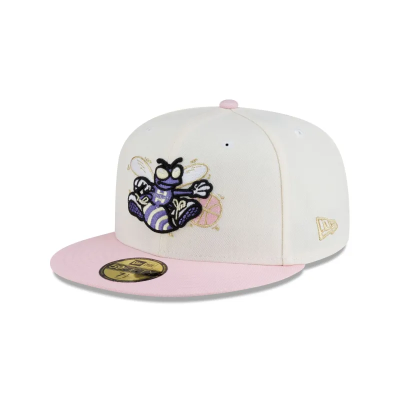 Just Caps Chrome Pink Charlotte Hornets 59FIFTY Fitted Hat made by New Era