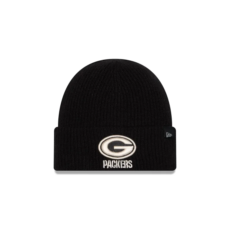Green Bay Packers Woolen Black Short Cuff Knit Beanie Hat made by New Era