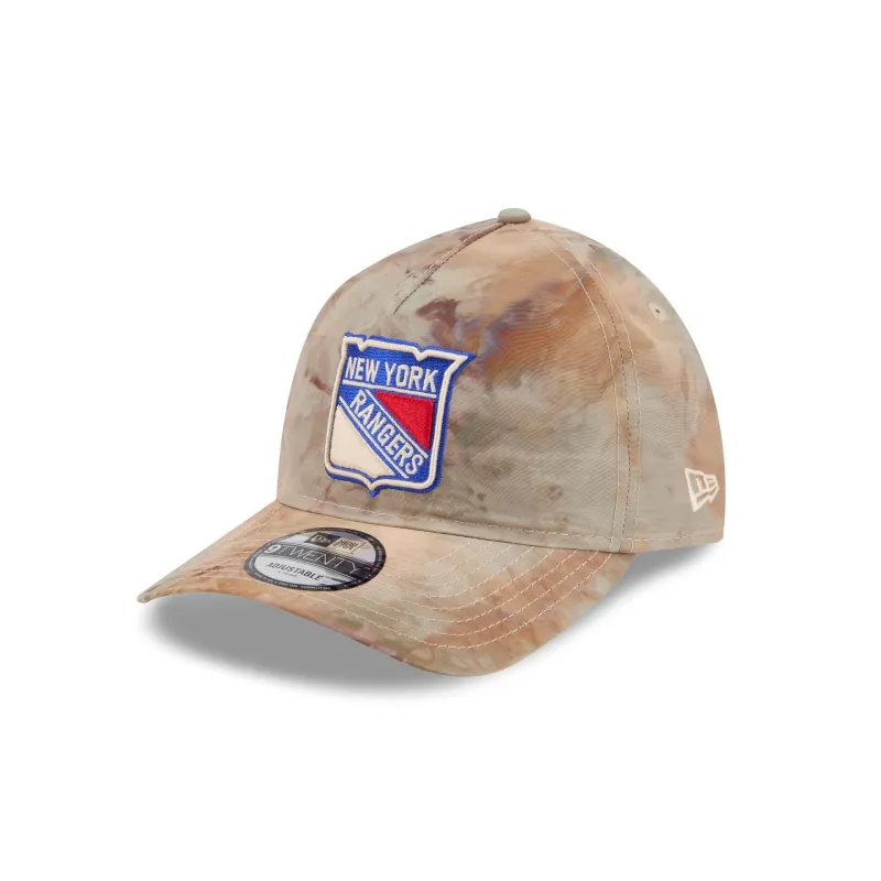 New York Rangers Washed Nylon Brown 9TWENTY A-Frame Adjustable Hat made by New Era