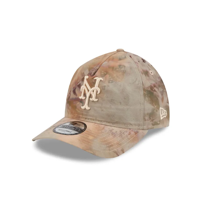 New York Mets Washed Nylon Brown 9TWENTY A-Frame Adjustable Hat made by New Era
