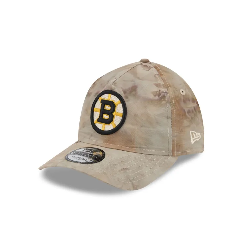 Boston Bruins Washed Nylon Brown 9TWENTY A-Frame Adjustable Hat made by New Era