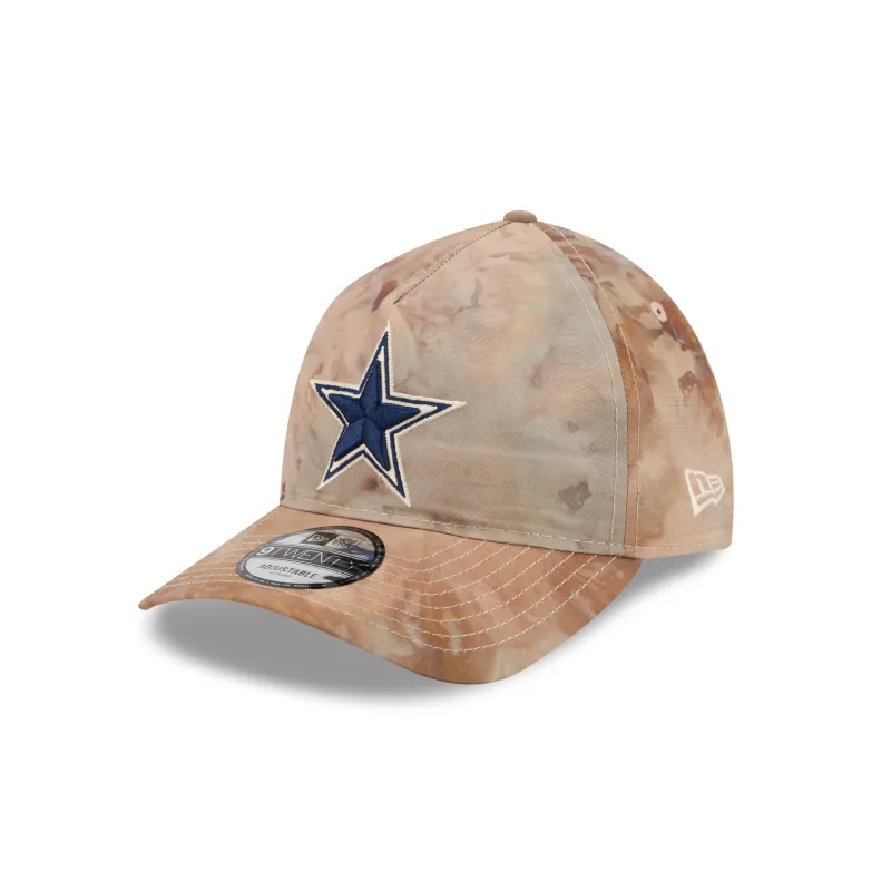 Dallas Cowboys Washed Nylon Brown 9TWENTY A-Frame Adjustable Hat made by New Era