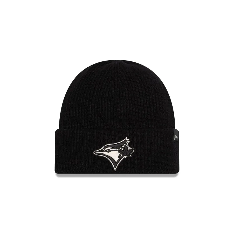 Toronto Blue Jays Woolen Black Short Cuff Knit Beanie Hat made by New Era