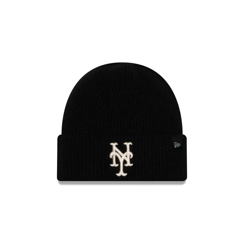 New York Mets Woolen Black Short Cuff Knit Beanie Hat made by New Era