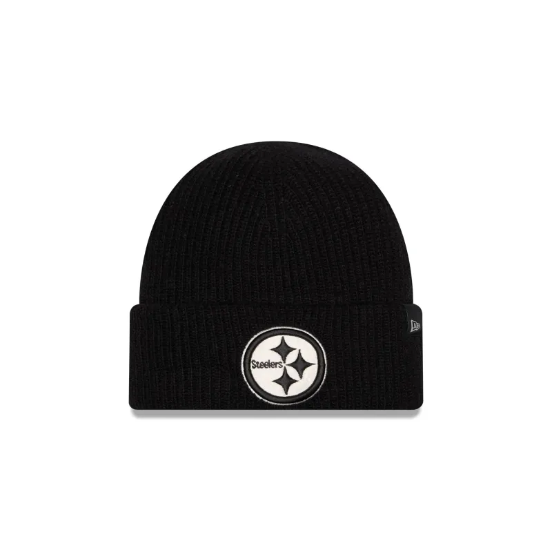 Pittsburgh Steelers Woolen Black Short Cuff Knit Beanie Hat made by New Era
