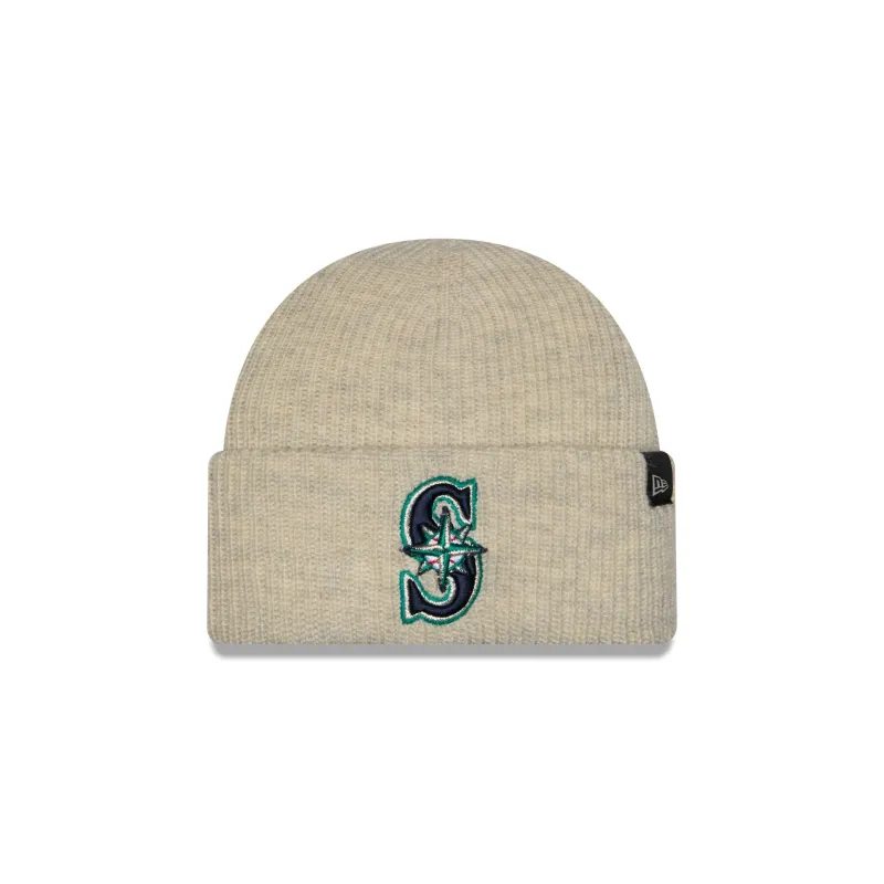 Seattle Mariners Woolen Heather Gray Short Cuff Knit Beanie Hat made by New Era