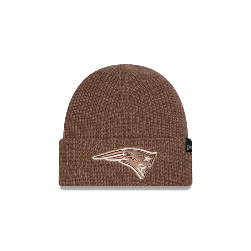 New England Patriots Woolen Tan Short Cuff Knit Beanie Hat made by New Era