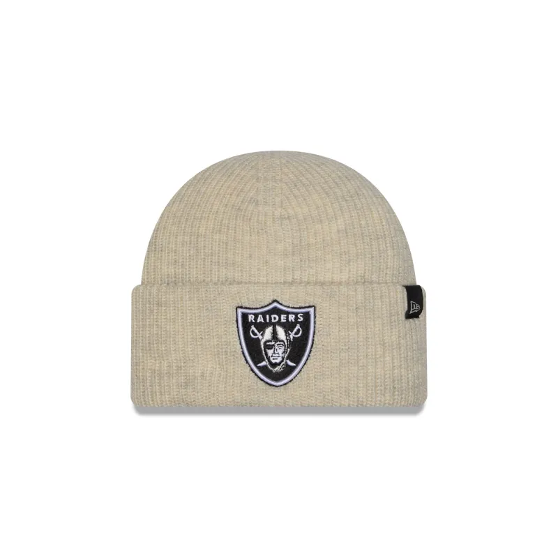 Las Vegas Raiders Woolen Heather Gray Short Cuff Knit Beanie Hat made by New Era