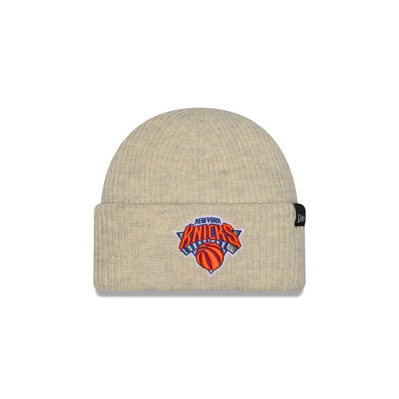 New York Knicks Woolen Heather Gray Short Cuff Knit Beanie Hat made by New Era