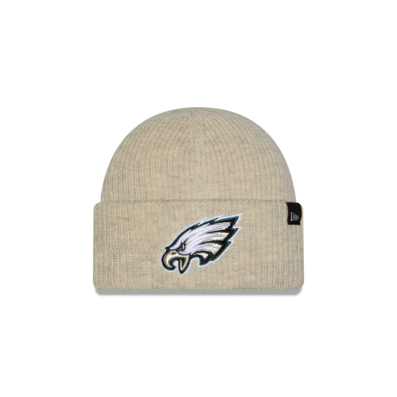 Philadelphia Eagles Woolen Heather Gray Short Cuff Knit Beanie Hat made by New Era