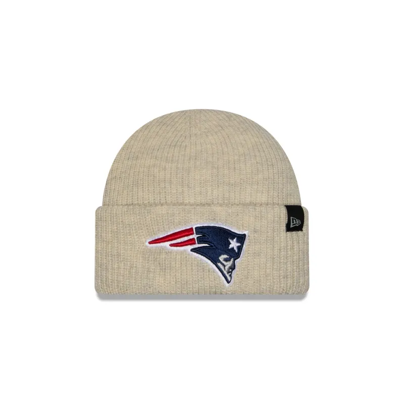 New England Patriots Woolen Heather Gray Short Cuff Knit Beanie Hat made by New Era