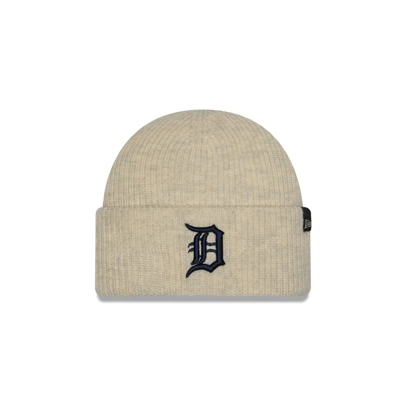Detroit Tigers Woolen Heather Gray Short Cuff Knit Beanie Hat made by New Era