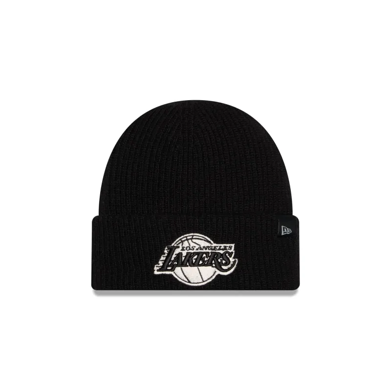 Los Angeles Lakers Woolen Black Short Cuff Knit Beanie Hat made by New Era