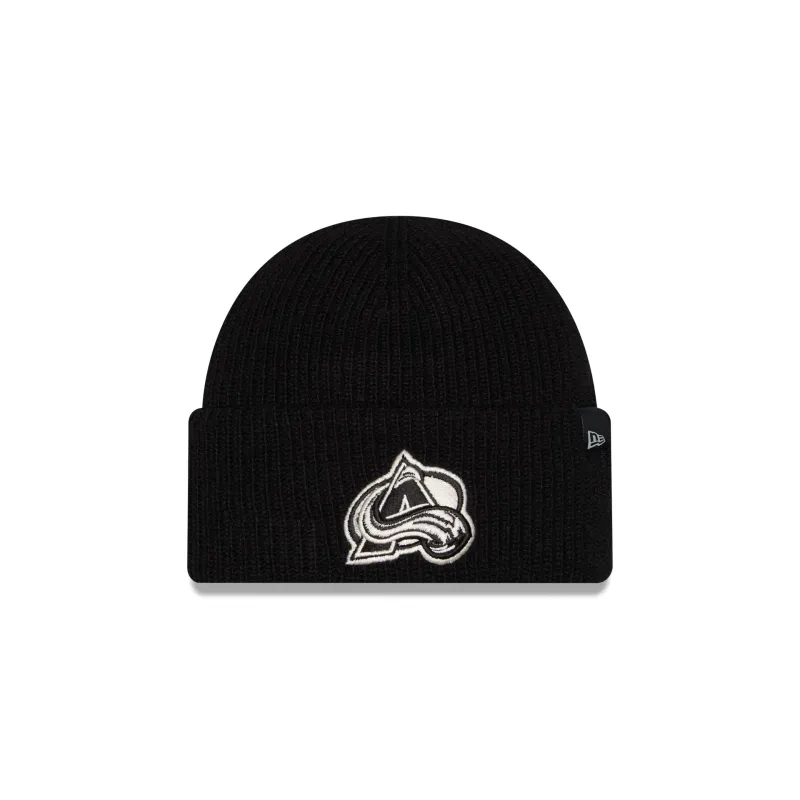 Colorado Avalanche Woolen Black Short Cuff Knit Beanie Hat made by New Era
