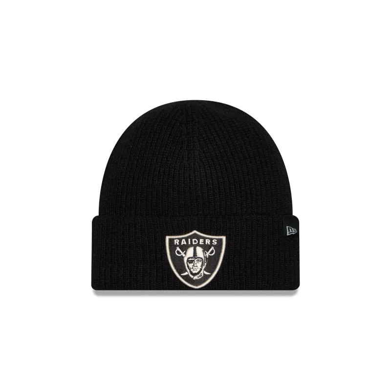 Las Vegas Raiders Woolen Black Short Cuff Knit Beanie Hat made by New Era