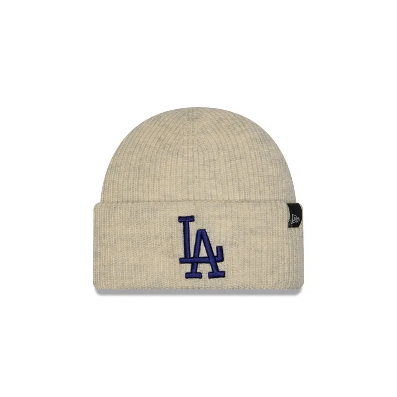 Los Angeles Dodgers Woolen Heather Gray Short Cuff Knit Beanie Hat made by New Era