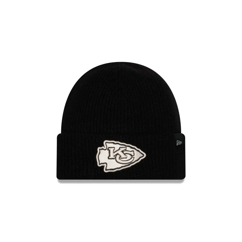 Kansas City Chiefs Woolen Black Short Cuff Knit Beanie Hat made by New Era