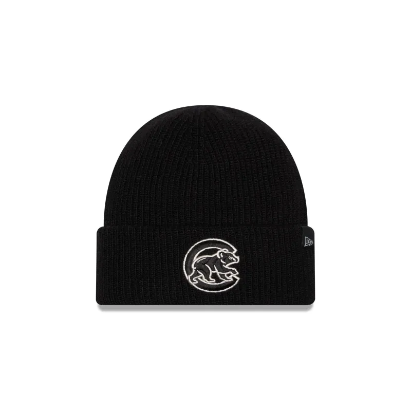 Chicago Cubs Woolen Black Short Cuff Knit Beanie Hat made by New Era