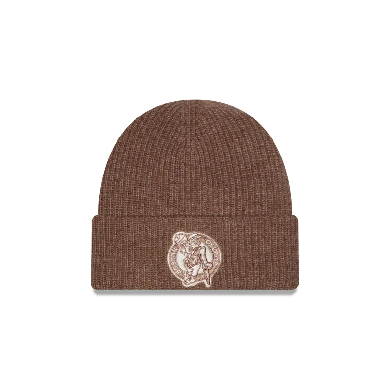 Boston Celtics Woolen Tan Short Cuff Knit Beanie Hat made by New Era
