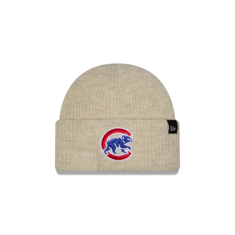 Chicago Cubs Woolen Heather Gray Short Cuff Knit Beanie Hat made by New Era