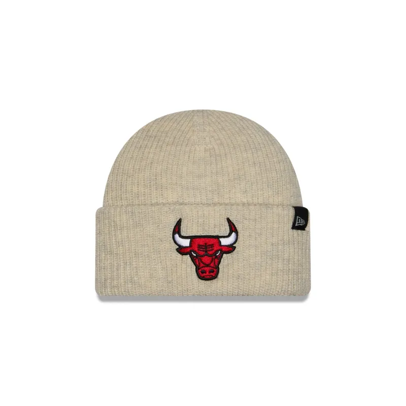 Chicago Bulls Woolen Heather Gray Short Cuff Knit Beanie Hat made by New Era