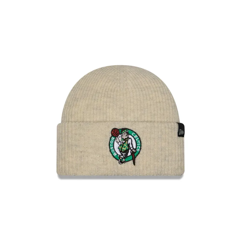 Boston Celtics Woolen Heather Gray Short Cuff Knit Beanie Hat made by New Era