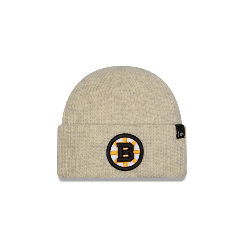 Boston Bruins Woolen Heather Gray Short Cuff Knit Beanie Hat made by New Era