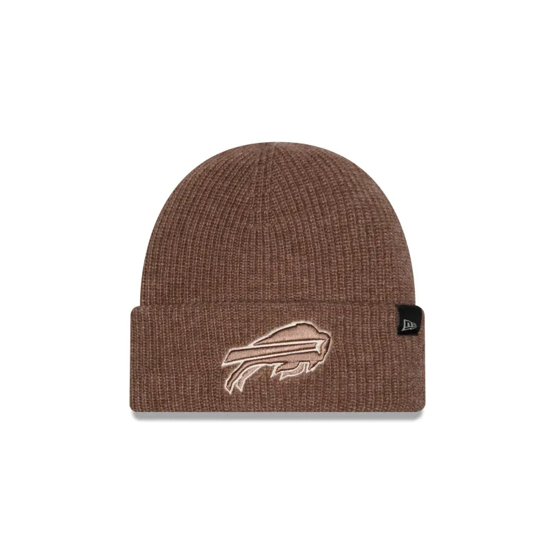 Buffalo Bills Woolen Tan Short Cuff Knit Beanie Hat made by New Era