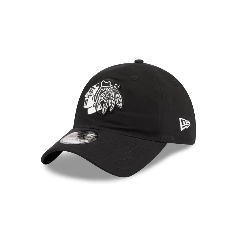 Chicago Blackhawks Nylon Black 9TWENTY Adjustable Hat made by New Era