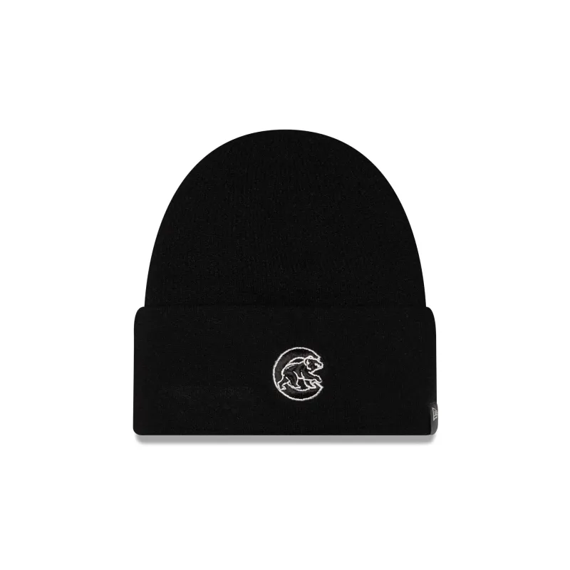 Chicago Cubs Cashmere Black Cuffless Knit Beanie Hat made by New Era