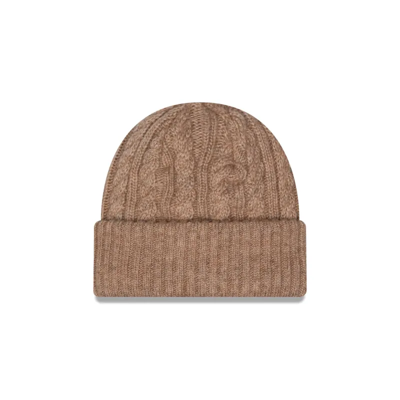 New Era Cap Woolen Khaki Cable Knit Beanie Hat made by New Era