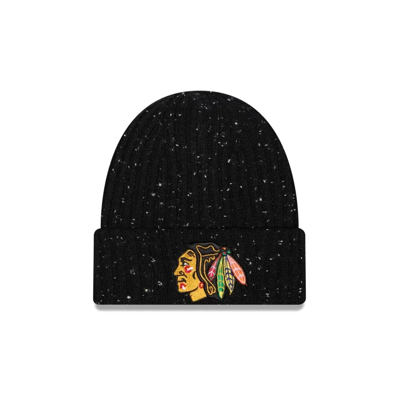 Chicago Blackhawks Speckled Cuff Knit Beanie Hat made by New Era