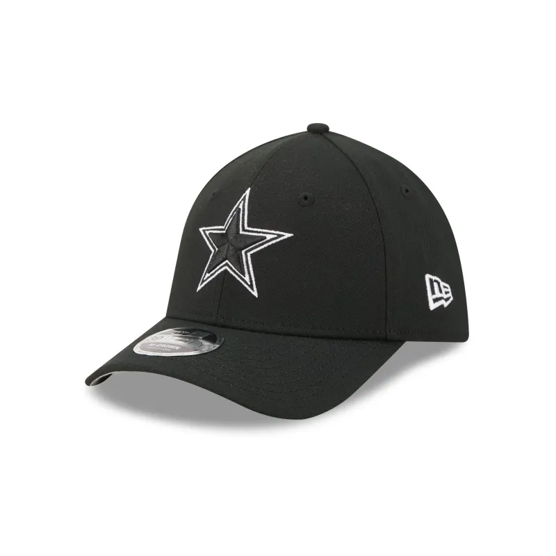 Dallas Cowboys Poly Black & White 39THIRTY M-Crown Stretch Fit Hat made by New Era